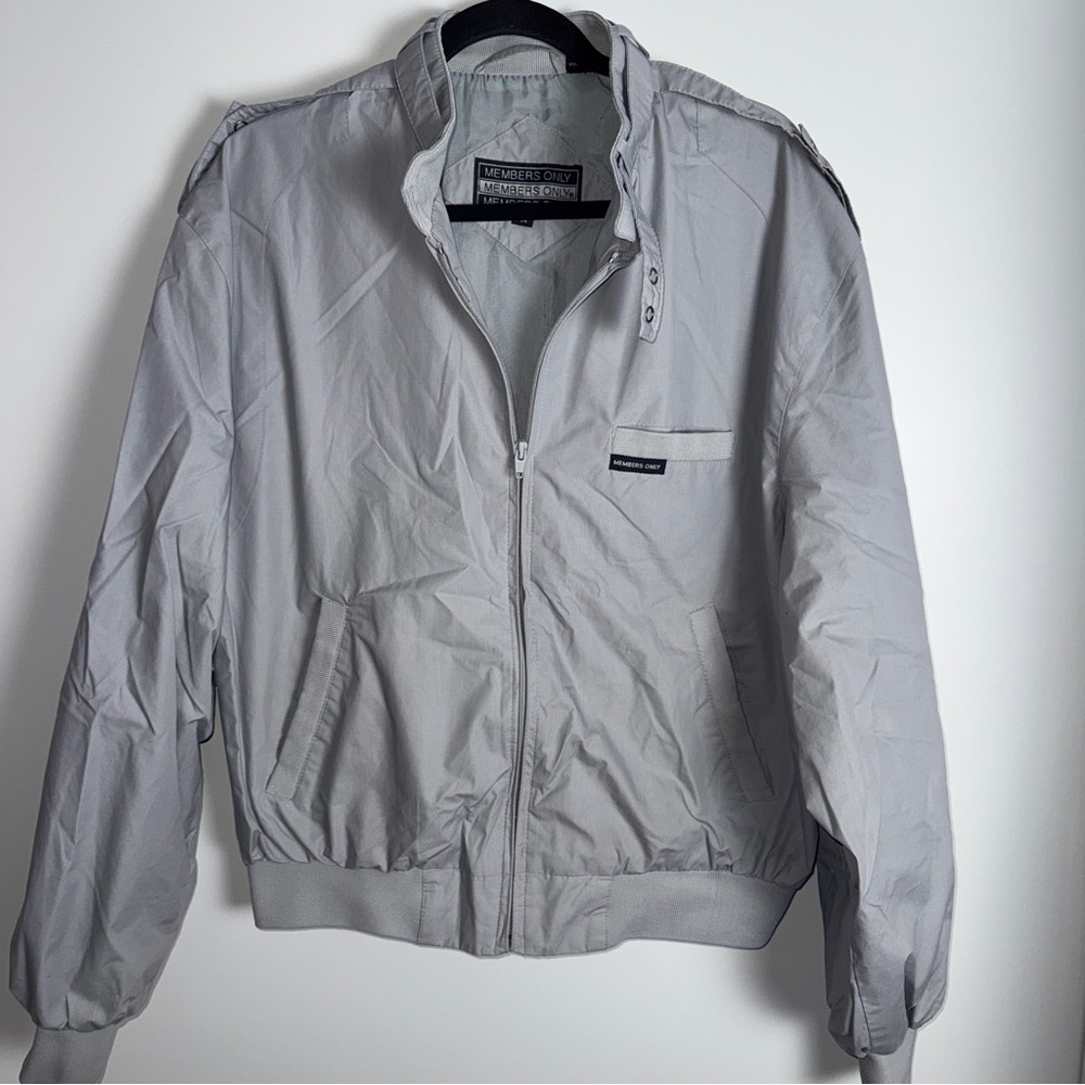 Members Only Light Gray Windbreaker Jacket